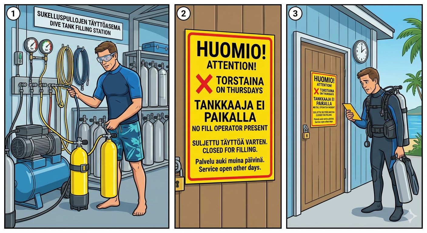 Torstaina 18.6. Tankkaaja ei ole paikalla!